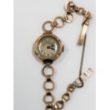 Early 20th Century 9ct rose gold ladies manual wind wristwatch with 9ct gold bracelet, the