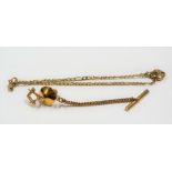 9ct gold padlock bracelet, weight 1.1g approx; together with a 9ct gold faced Masonic pin with chain