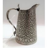Foliate scroll embossed jug with serpent handle, height 9cm, weight 118g approx.