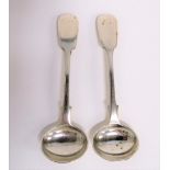 Pair of Victorian Exeter silver fiddle pattern mustard spoons, maker JS, Exeter 1860, weight 1oz