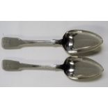 Pair of George III silver fiddle pattern serving spoons, maker Stephen Adams, London 1808, weight