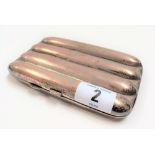 Edwardian silver four section cigar case, maker CT, Birmingham 1902, width 13cm, weight 4.50oz