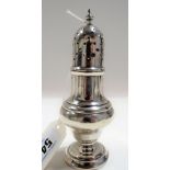 Victorian silver baluster castor, maker M&J, Birmingham 1903, height 13cm, weight 2oz approx.