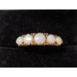 9ct hallmarked gold opal five stone set ring, weight 2.5g approx