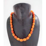 Butterscotch 'amber' graduated bead necklace, length 46cm, weight 26.2g approx.