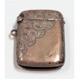 Edwardian silver Vesta case, half foliate scroll engraved, maker CE & FD LD, Birmingham 1905, weight