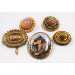 Five various costume jewellery brooches