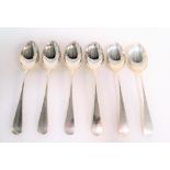 George VI set of six silver Old English pattern tablespoons, maker R&B, Sheffield 1943, weight 9.