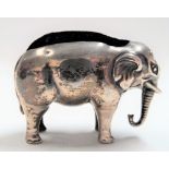 Edwardian silver novelty pin cushion in the form of a elephant, maker Sydney & Co, Birmingham 1905.