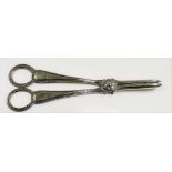 Pair of Victorian silver grape scissors with beaded decoration, maker Henry Holland, London 1873,