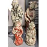 Four reconstituted stone garden statues by Helen Young, each signed, height of largest 82cm.