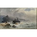 WILLIAM COOK of Plymouth (1850-1900) Assisting A Shipwreck Watercolour Indistinctly signed 18.5 x
