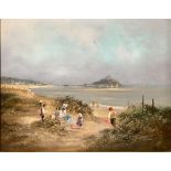 TED DYER (b. 1940) Flying Kites St Michael's Mount Oil on canvas Signed 39.5 x 49.5cm