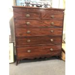A Regency mahogany boxwood inlaid straight front chest of two short over four long graduated drawers