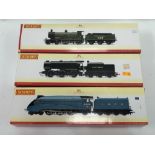 Three modern Hornby OO gauge locomotives, R2711, Class A4 'Mallard' & Class Q1 'C8' (3)