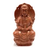 Oriental carved orange Aventurine carved Guanyin figure, height 11cm.