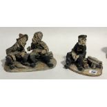 Two large Norman Underhill Pottery large groups, one depicting two elderly fishermen in