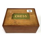 A 20th century Staunton pattern boxwood and ebony weighted chess set within original box with