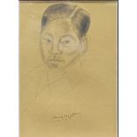 DAME LAURA KNIGHT RA (1877-1970) A.R.R. Portrait of a Chinese boy Pencil Signed 23cm x 16cm