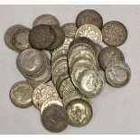 Collection of pre-1947 British silver & .500 sixpence coins, weight 124g approx