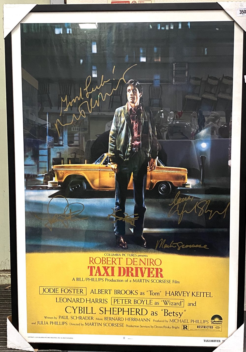 Signed poster for Taxi Driver, signed by Robert De Niro, Martin Scorsese, Cybil Shepherd and one