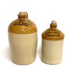 Two stoneware storage jars, one for Starkey, Knight & Ford, Tiverton, the other J. Newbery, George
