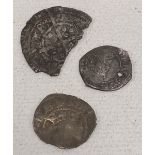 Henry VI Calais Mint clipped groat; together with an Edward I half penny & a Charles I penny (