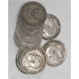 Five George V shillings together with six Edward VII & George V shillings
