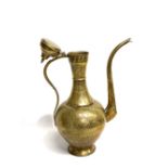 Turkish brass embossed coffee pot, height 42cm.