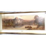 WALTER STUART LLOYD (1875-1929) The River Below Chepstow Castle Watercolour Signed 29 x 90cm