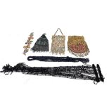 Two ladies beaded evening bags and other beadwork