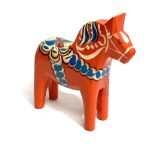 A Swedish painted horse by Nils Olsson, with label, height 35.5cm