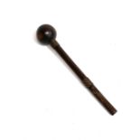 African tribal wood knob Kerrie, with copper and brass wire, length 40cm.