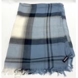 A Barbour blue tartan linen scarf, 70 x 204cm