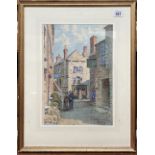 WILLIAM A. MOODY A Cornish Back Street Watercolour Signed 34.5 x 24cm