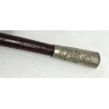 Swagger stick with nickel finial for Prince Of Wales Own Yorkshire Regiment, length 69cm