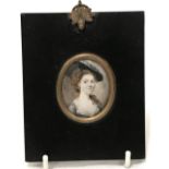 A miniature portrait of a lady, possibly Mrs Brown inscribed to reverse 4.5 x 3.7cm
