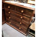 Victorian mahogany straight front chest of two short over three long drawers, width 117cm.