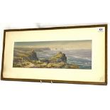 CLAUDE MONTAGUE HART Cornish coastal landscape Watercolour Signed 17cm x 52cm