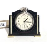 Art Deco Bakelite pocket watch stand with Smith's Empire crown wind pocket watch, the stand