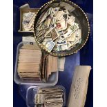Box containing a quantity of cigarette cards, collectors & postcards