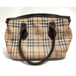 A ladies Burberry Nova check patterned shoulder bag, with black leather double handle, two zipped