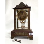French Empire style four-glass clock, with 3.5in brass engine turned dial with Roman numerals, the