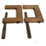 Pair of early 20th Century large wooden G-clamps, width 32cm