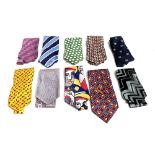 Ten designer ties, Christian Dior, T.M.Lewin, Liberty, Rene Chagal, Ralph Lauren, Hugo Boss, Timothy