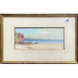 HERBERT WILLIAM HICKS (1880-1944) A West Country Beach Scene Watercolour Signed 14 x 32.5cm