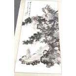 Three 20th Century Chinese watercolour and ink scrolls depicting birds amongst foliage; together