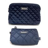 Two ladies Barbour navy quilted cosmetic bags, 22 x 28cm and 15 x 20.5cm