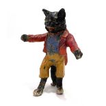 An early 20th century cold painted lead Louis Wain cat figure, height 9cm.