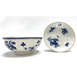 A late 18th century Worcester blue and white decorated dish, decorated with fruit and foliate